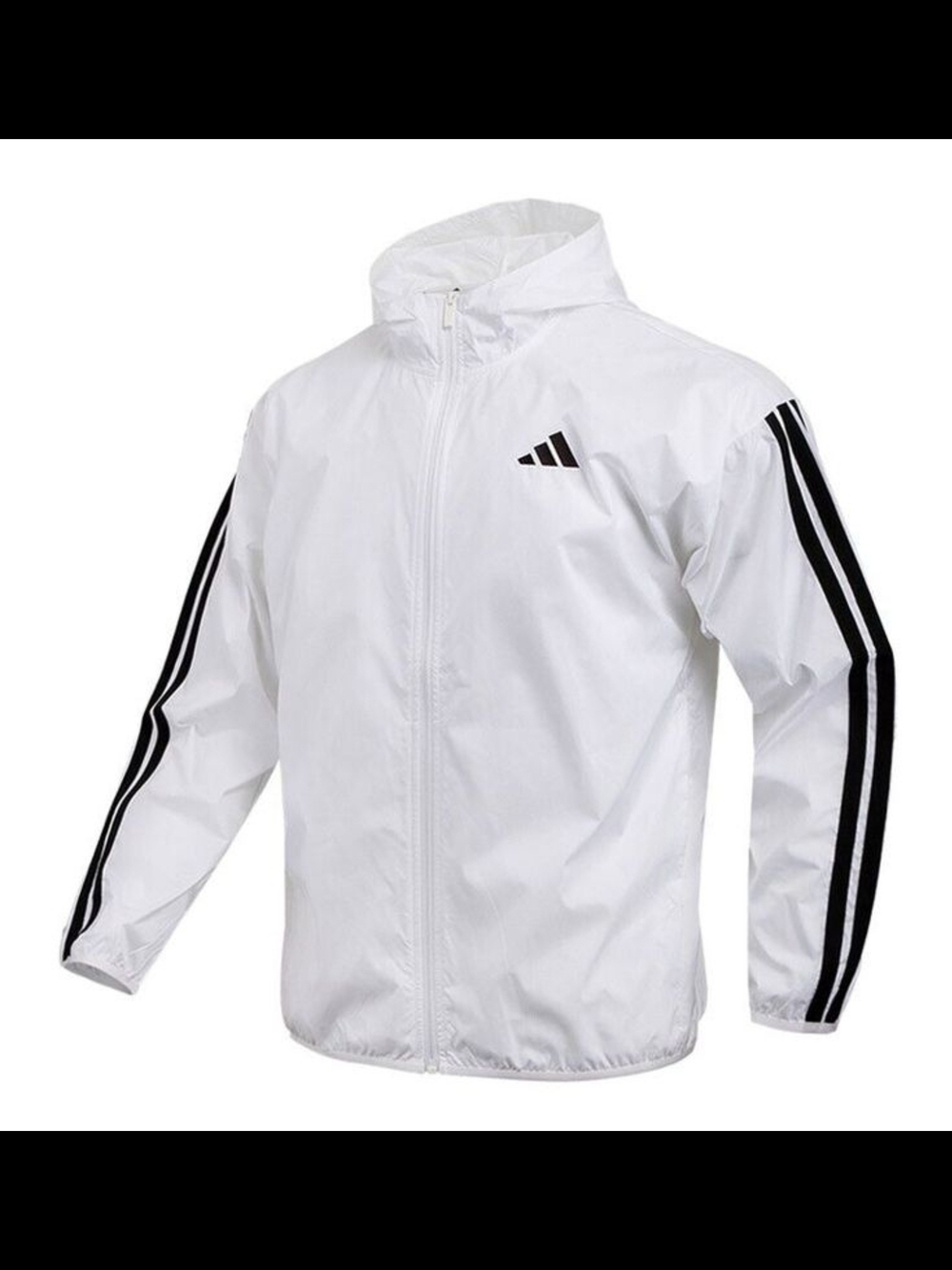adidas White Windbreaker Jacket with Black Stripes